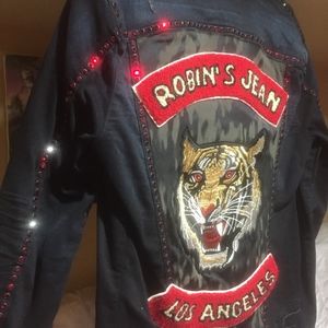 ROBINS JEAN LIMITED BLACK DENIM JACKET W TIGER